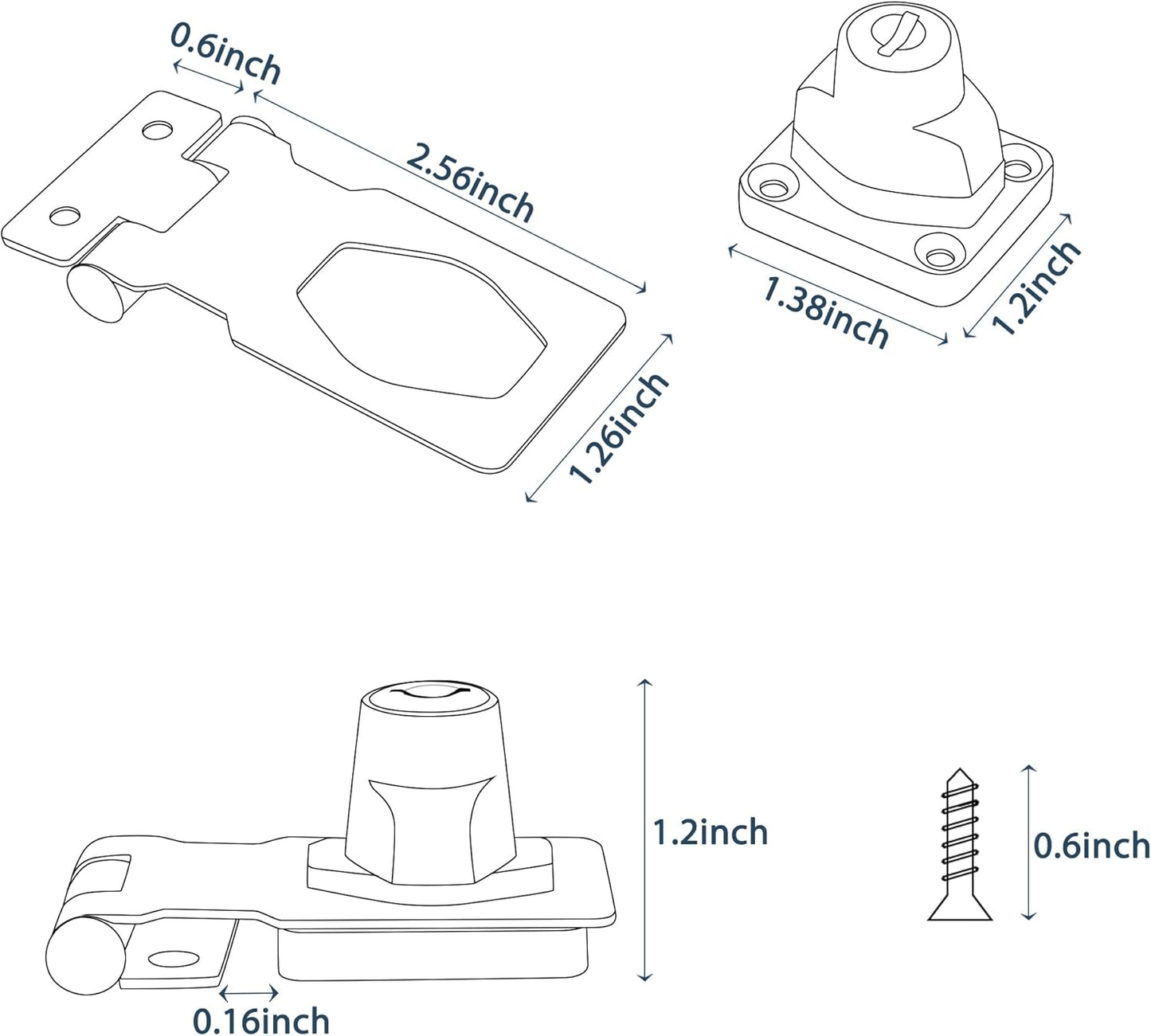 Alise Keyed Hasp Lock,2.5 Inch Safety Packlock Clasp Hasp Lock Latch with Lock, Black Door Hinge Lock with Keys Keyed Locking Hasp for Cabinets Closets Doors