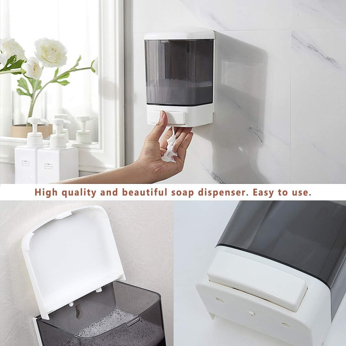 Manual Soap Dispenser 33.8oz / 1000ml Kitchen Bathroom Wall Mounted Commercial Soap Dispenser for Liquid Containers Shampoo Gel Chamber Hotel Restaurant