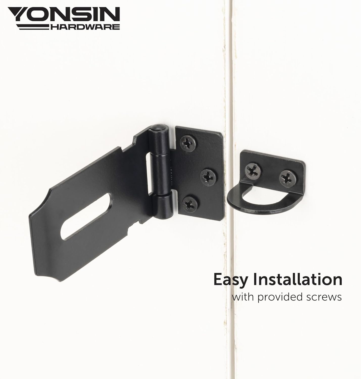 3" Door Padlock Safety Hasp Latch 2 Pcs, Door Hasp Clasp Lock Gate Shed Hasp Latch Lock for Door Window Cabinet Pet Cage Toolbox Shed Fence, 304 Stainless Steel, Matte Black Finish