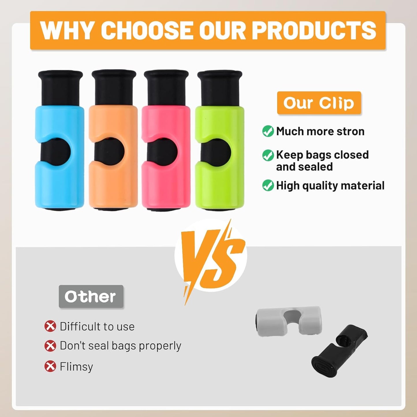 AmoreAngel Crafts 8 Pack Bread Bag Clips, Squeeze Lock Food Bag Clips, Plastic Sealing Clip for Bread, Snacks, Chips, 4 Colors, Easy Grip, Airtight Seal