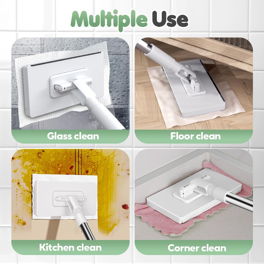 Disposable Dust Mop with 4 Reusable Cloths, mopa desechable para el polvo con 4 PañOs Reutilizables, 39" Long Handle Retractable Gap Dust Cleaner with Locking Head for Multi Surface Cleaning, Wet&Dry