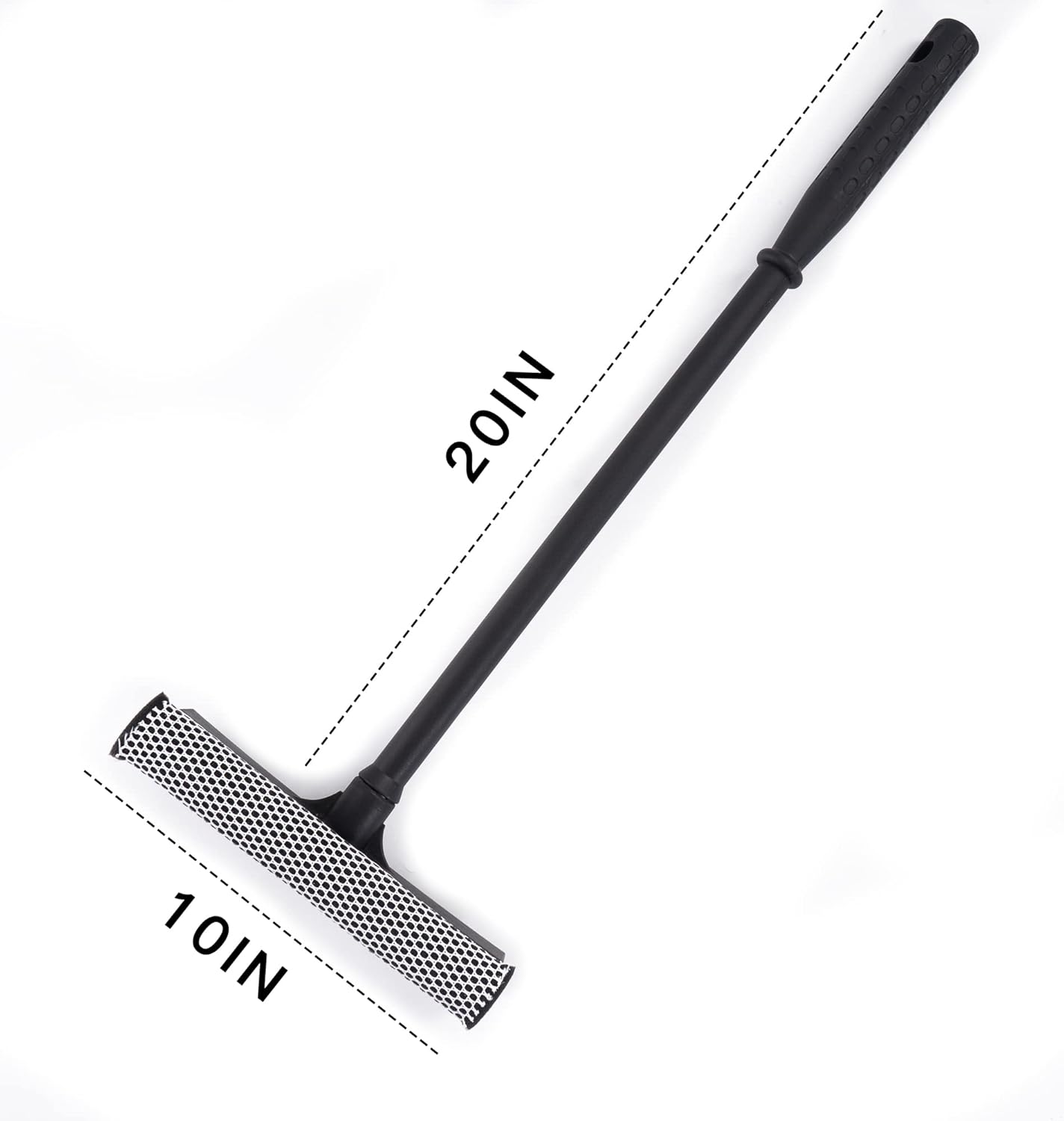 Matthew All Purpose Window Squeegee w/Premium Microfiber Cloth,Car Squeegee Windshield Cleaning Sponge and Rubber Squeegee,2-in-1 Window Cleaner Sponge(10'') and Soft Rubber with Pole 20''(1Pack)