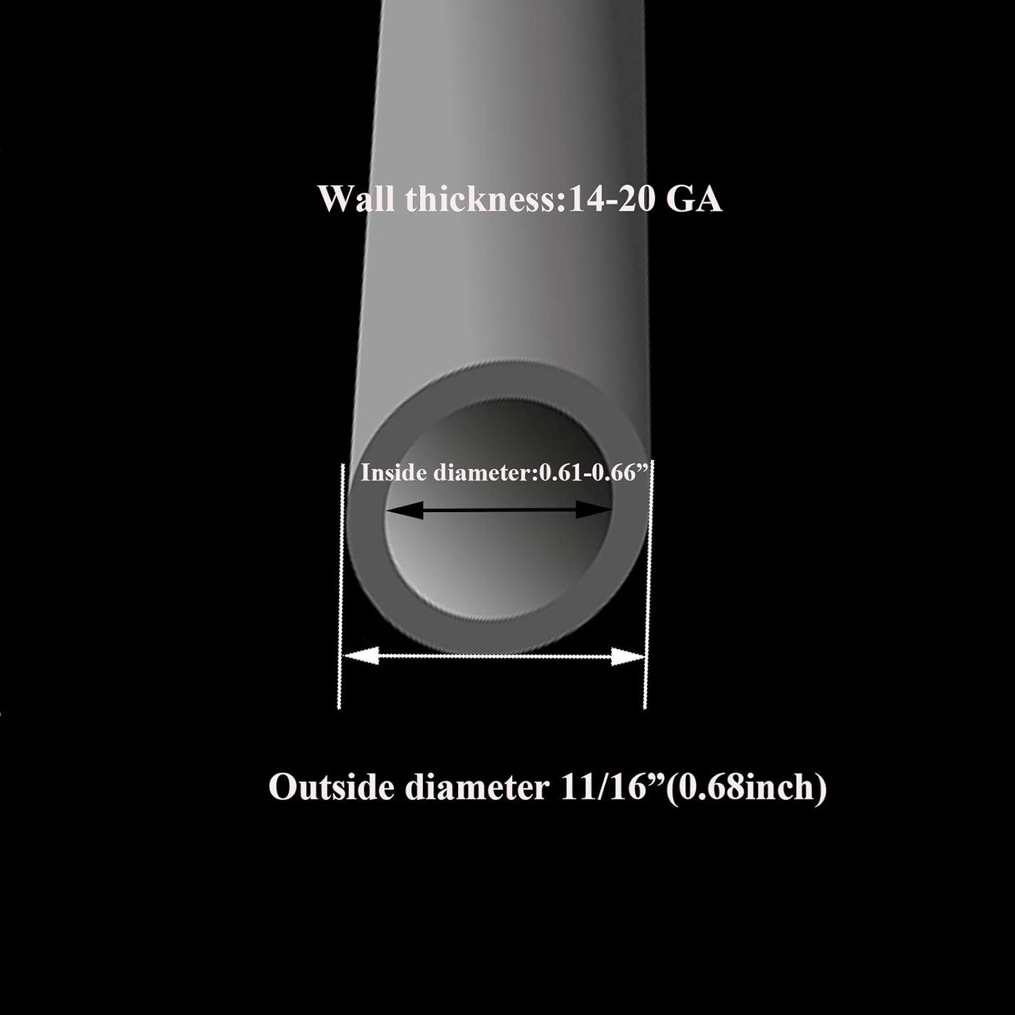 Furnigear Plastic Plugs Tubing End Caps Chair End Caps 11/16" Outside Bottom Round Tubing Caps Round Furniture Sliders Glides Black (Fit 0.61-0.66" Tube Inner Diameter, 40pack)