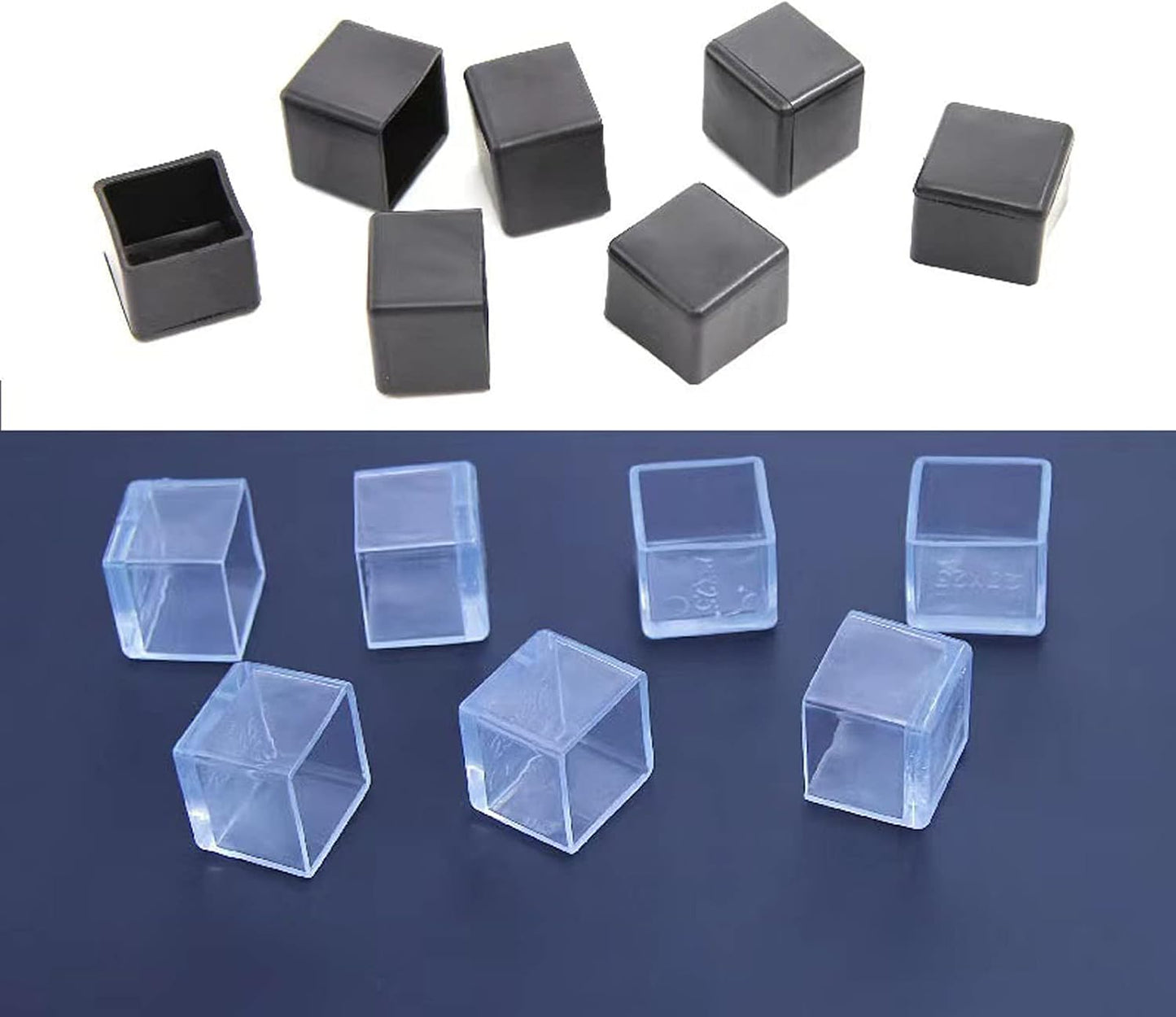 10 Pcs Black Square Anti-Slip Rubber Leg Tips Chair Leg Caps Furniture Floor Protectors Chair Table Bar Stool Leg Covers Furniture Leg Cube Feet 2.36 Inch x 2.36 Inch (60 x 60mm)