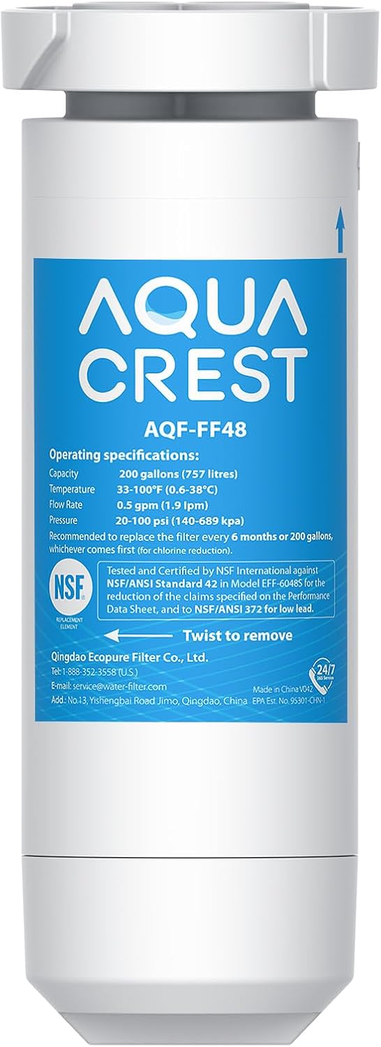 AQUA CREST XWF Replacement for GE® XWF, NSF Certified Refrigerator Water Filter, 1 Filter(Not XWFE®)