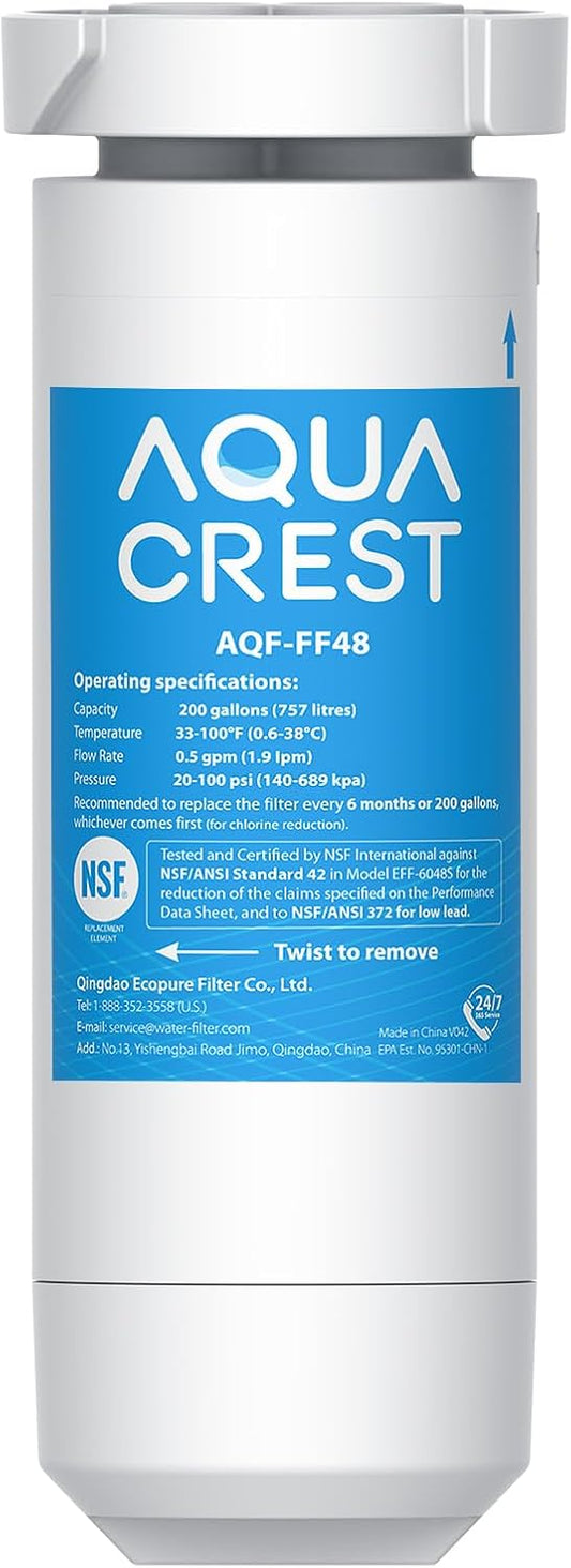 AQUA CREST XWF Replacement for GE® XWF, NSF Certified Refrigerator Water Filter, 1 Filter(Not XWFE®)