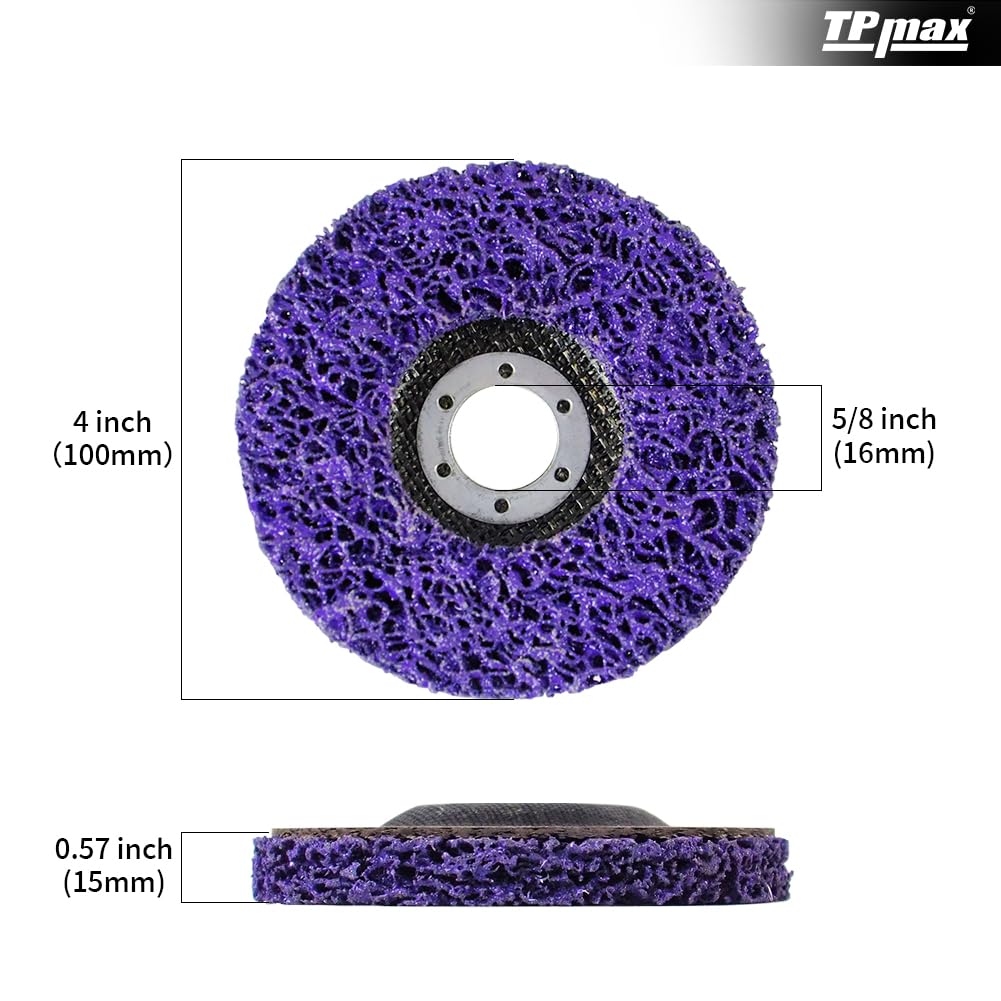 4 inch Stripping Discs Rust Remover Discs Remove Paint and Oxidation 5/8 inch Arbor Clean Discs Poly Strip Disc Angle Grinding Wheel - 5 Pack(Purple)