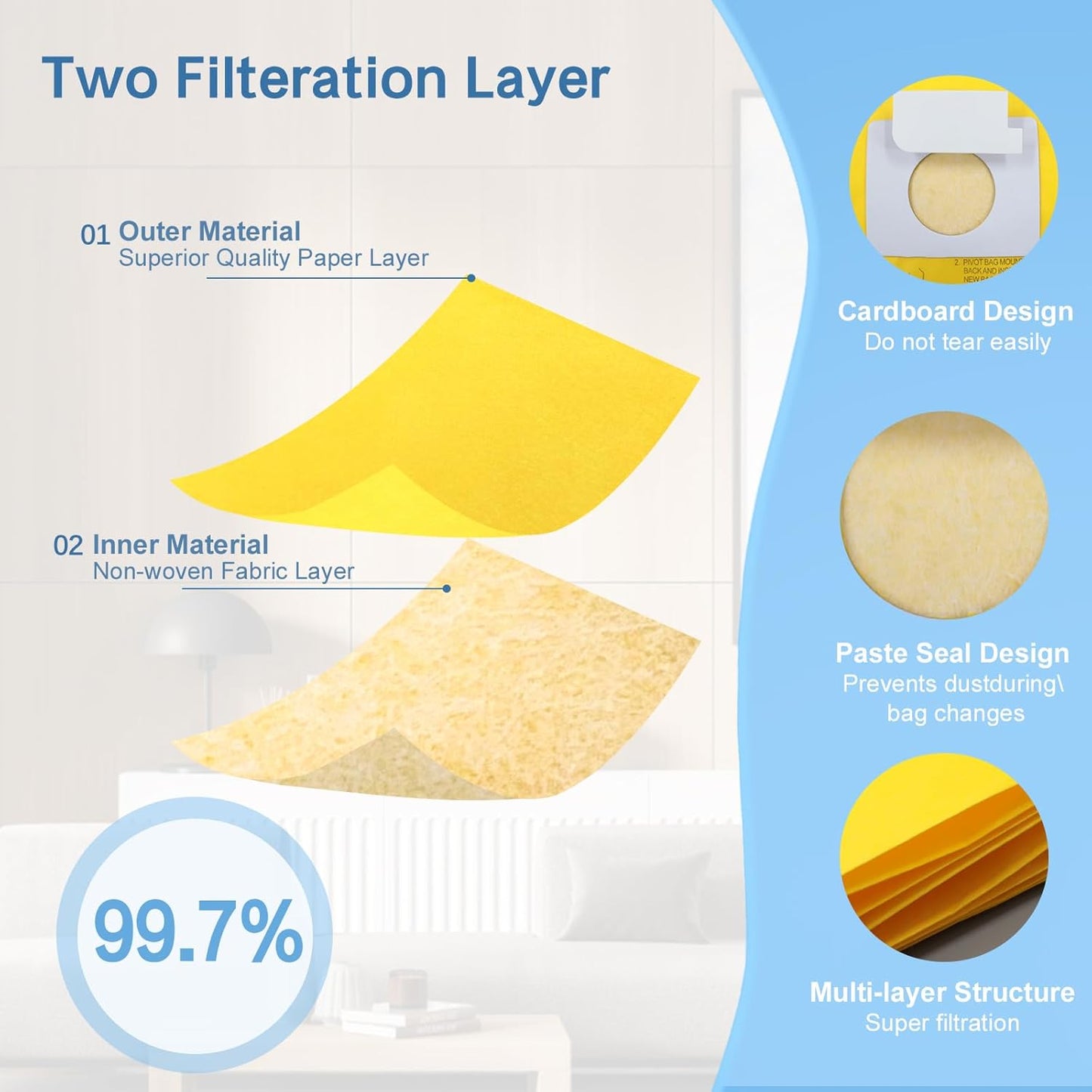 25 Pack Replacement Vacuum Bags - Compatible with Kenmore Canister Type C/Q 5055, 50555, 50557, 50558, and Panasonic Type C-5 C-18 - Premium Canister Vacuum Bags (25PCS)