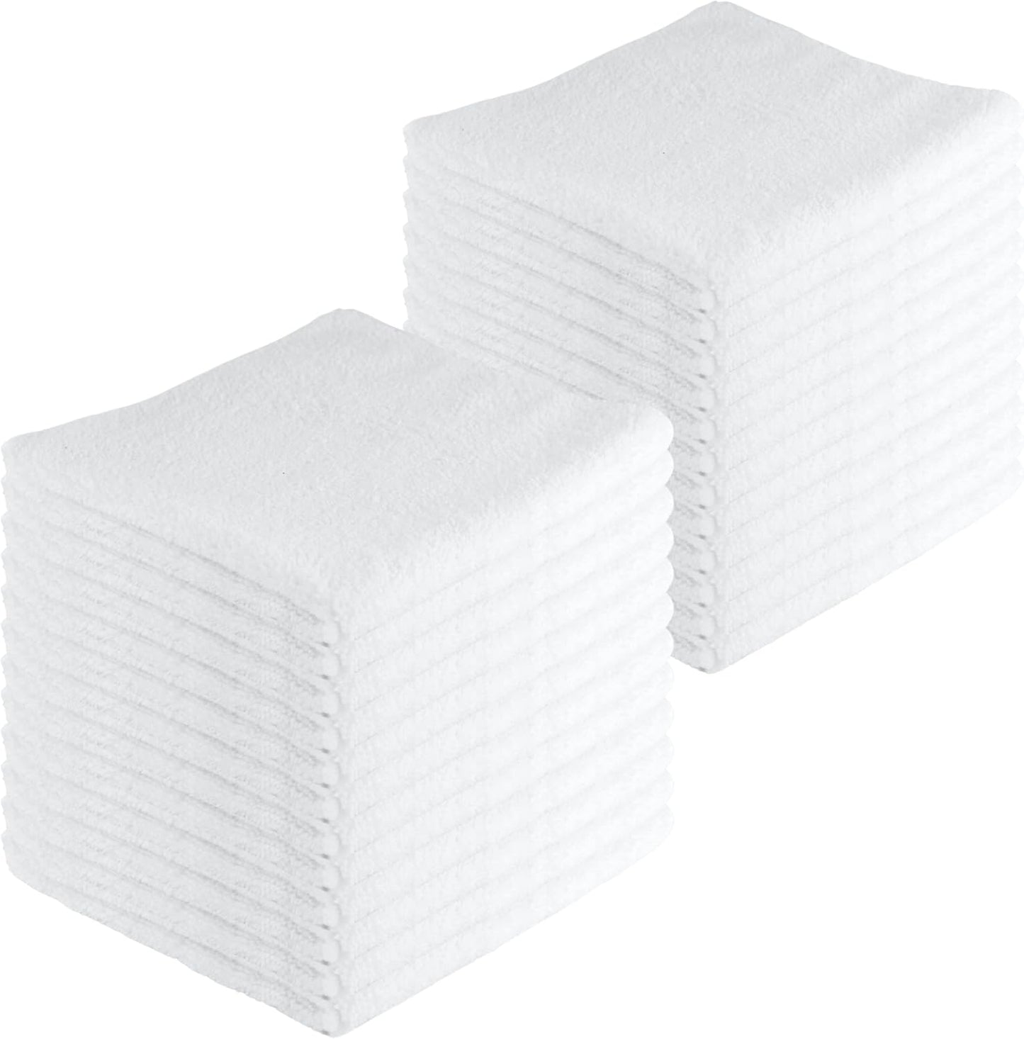 Microfiber Cleaning Cloths,24 Pack, 16"x16", All-Purpose, Softer, Highly Absorbent, Lint-Free, Reusable, Washable Pro Towels, White, for House, Kitchen, Bathroom, Car, Office