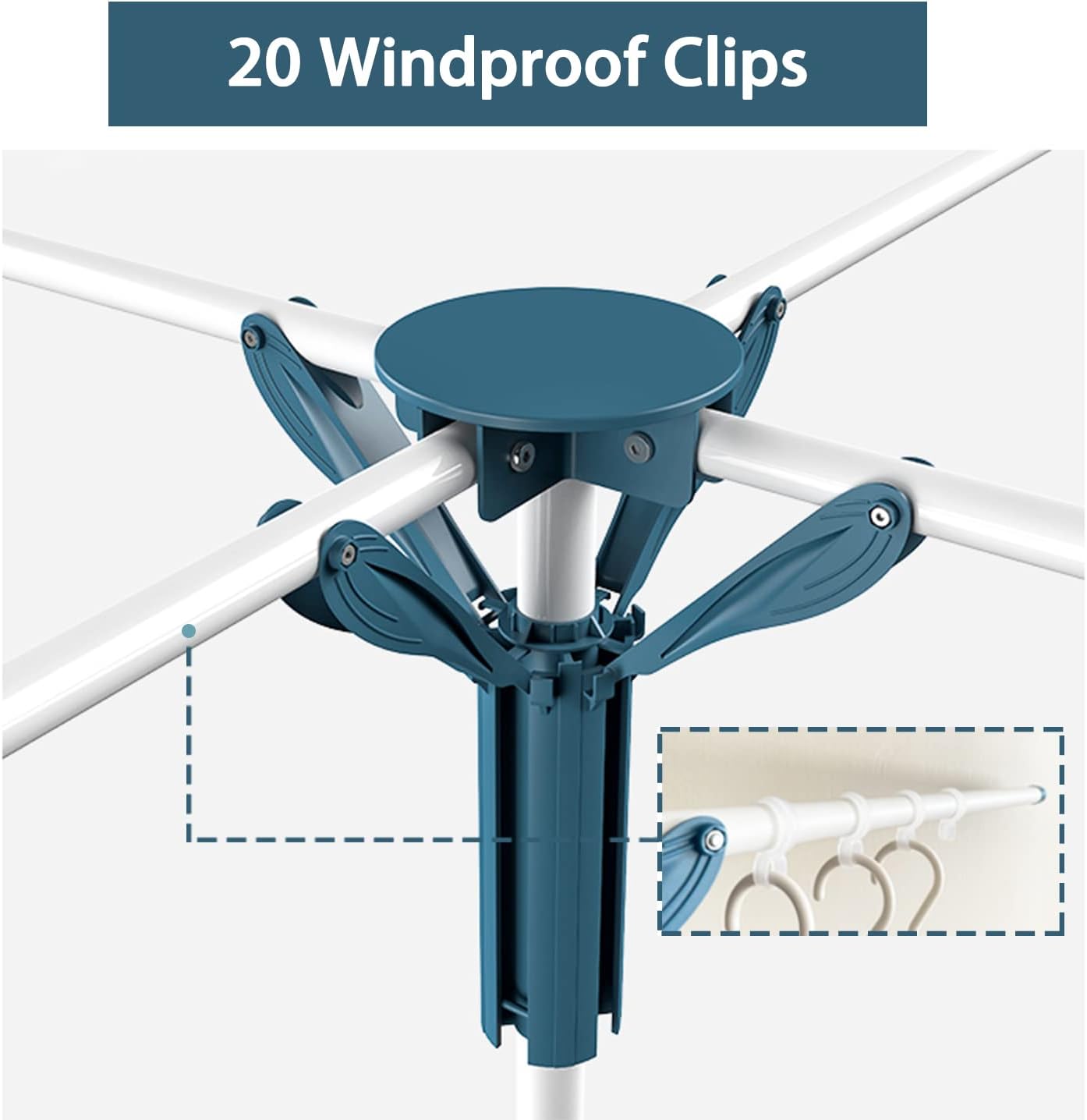 JAUREE Tripod Clothes Drying Rack Folding Indoor, Portable Drying Rack Clothing and Height-Adjustable, Space Saving Laundry Drying Rack with 20 Clips