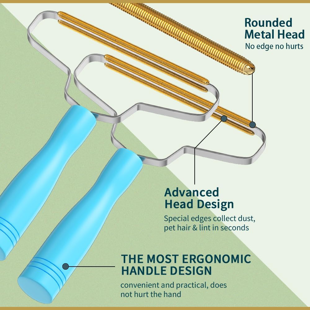 Pet Hair Removal Tool,Cleaner Pro Pet Hair Remover,Fabric Shaver by BSIWWO,Pet Hair Remover for Couch,Lint Shaver,Carpet Rake,Dog Hair Remover and Cat Hair Remover(2pack-Blue)