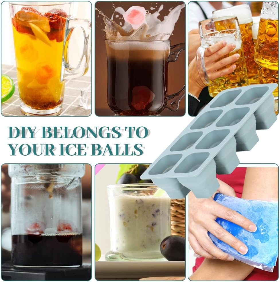 Foldable Ice Cube Trays, 2 Pack Folding Ice Cubes Maker Molds with Lid for Freezer, Easy-Release Silicone Ice Cube Tray Making, Ice Chilling Cocktail、Whiskey、Tea、Coffee、Ice Cream Maker、Baby Food