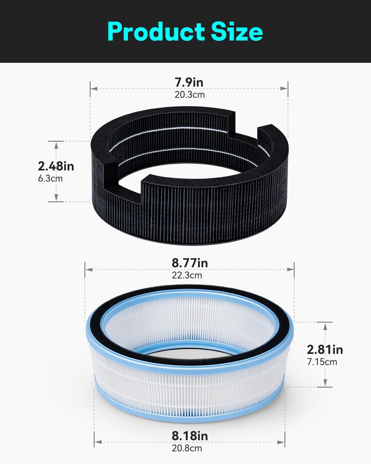 Leemone Replacement HEPA Filters & Wick Filters Compatible with LEVOIT Sprout Evaporative Humidifier for Bedroom Baby, Dual Filters for Air & Water