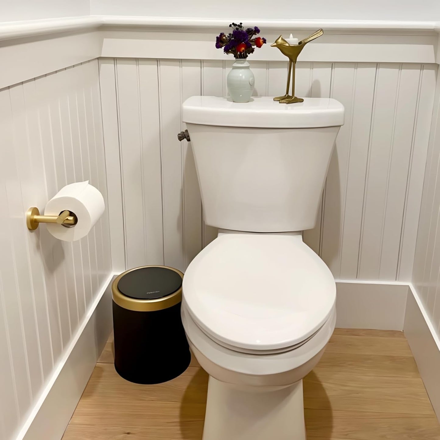 URALFA 3.7 Gallon Motion Sensor Bathroom Trash Can with Lid，Automatic Waterproof Touchless Garbage Can, Smart Plastic Trash Bins Suitable for Toilet, Office, Bedroom, Kitchen (Dark Grey)