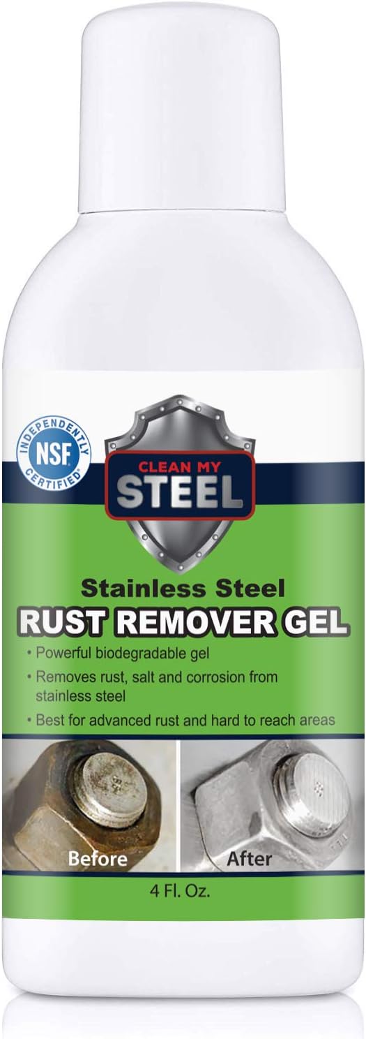 Heavy-Duty Rust Stain Remover for Metal Surfaces Including Stainless Steel. Our Industrial Use Metal Cleaner and Stainless Steel Rust Remover Gel Needs No Scrubbing, Simply Apply and Rinse off (4 oz)