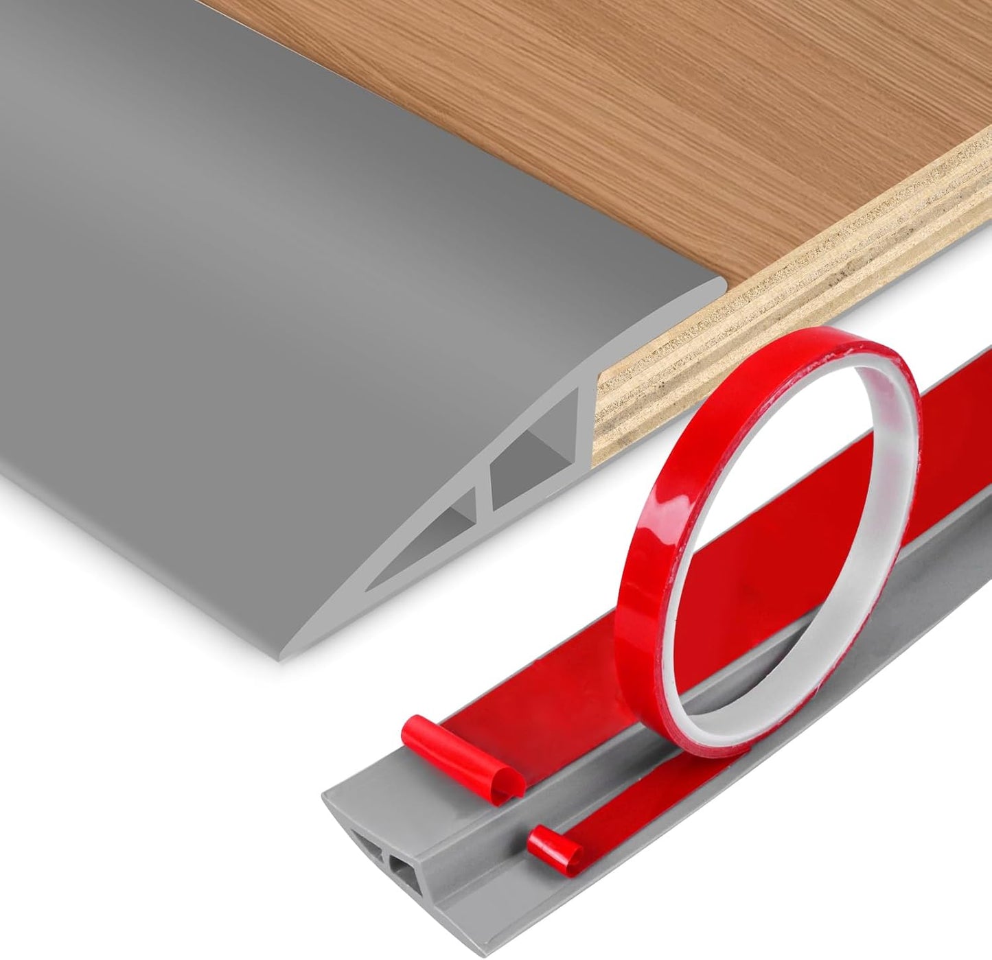 Floor Transition Strip Vinyl Door Threshold Ramp Self Adhesive Carpet Edging Strip Doorway Edge Trim, Overlap Edge Reducer for Laminate Carpet, Floor, Tile (Gray, 3/5" to 4/5", 3.3Ft)