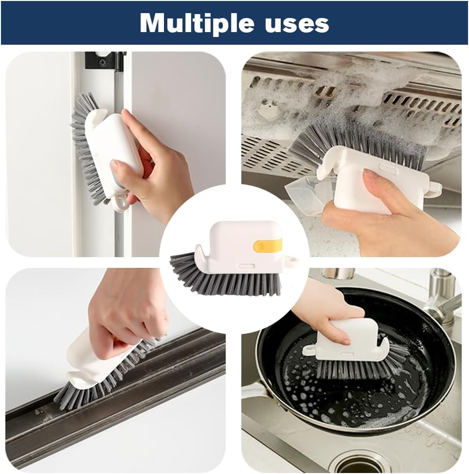 3 in 1 Groove Cleaning Brush, 2025 New Multifunction Window Track Cleaner Brush, Hanging Hard Bristle Cleaner Brushes for Kitchen (Grey and Orange)