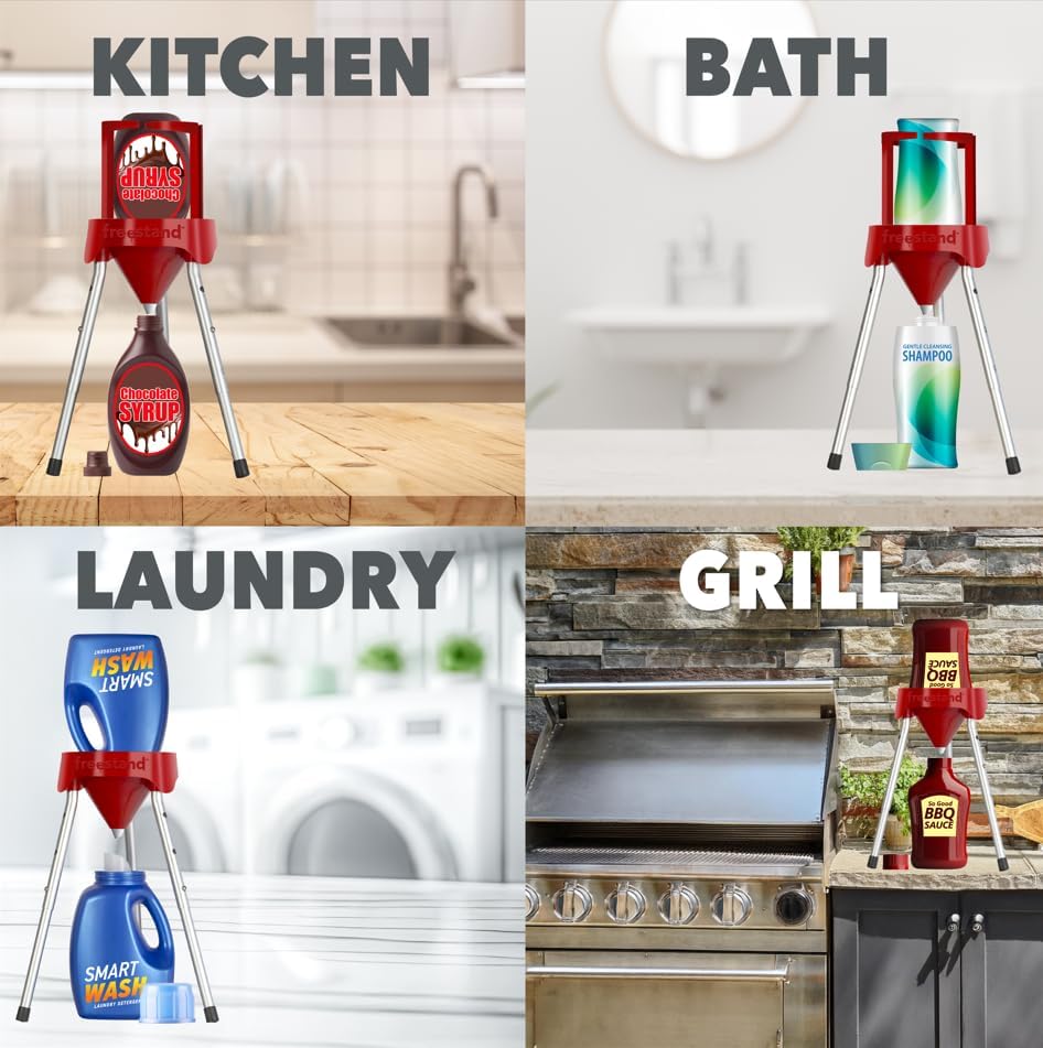 Freestand™ Bottle Emptying Kit – No More Wasted Product – Get Every Last Drop of Shampoo, Conditioner, Facial Cleansers, Moisturizers, Sunscreen, Body Wash, Perfume, Hair Serums, Serums, & More