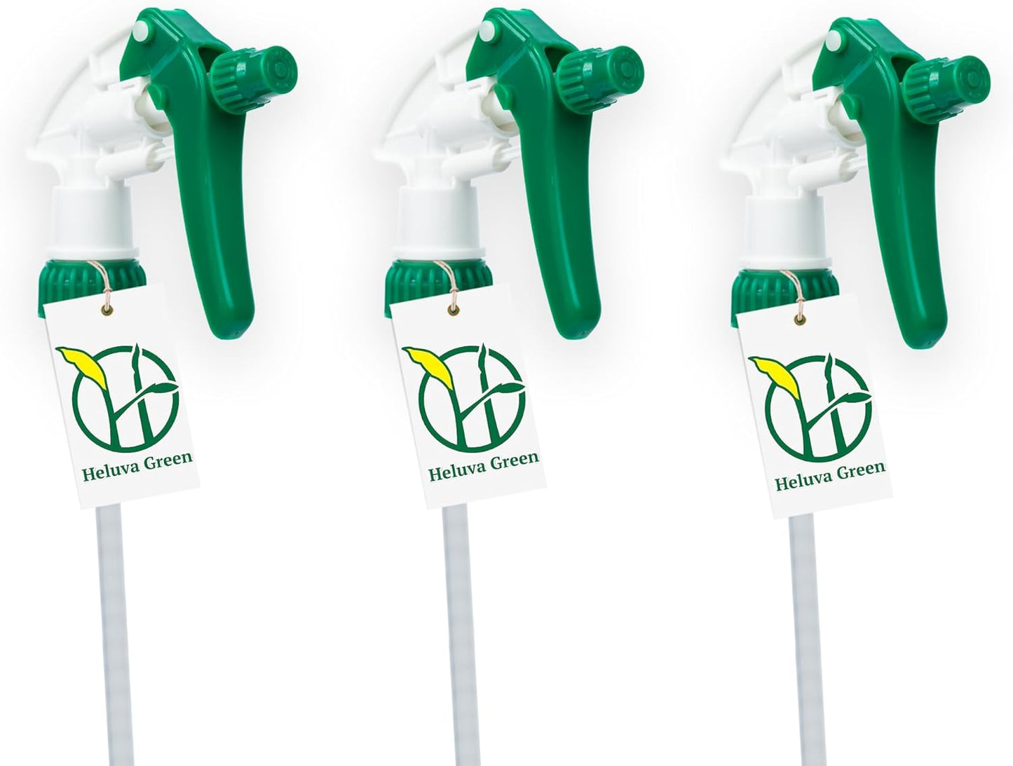 Heluva Green Spray Bottle Nozzle Replacement, Bottle Tops Only - Sprayer Nozzle Triggers for Heavy Duty, Commercial, Home Cleaning Solutions - Fits 8,16,24,32 oz Plastic & Glass Bottles, Green 3 pack