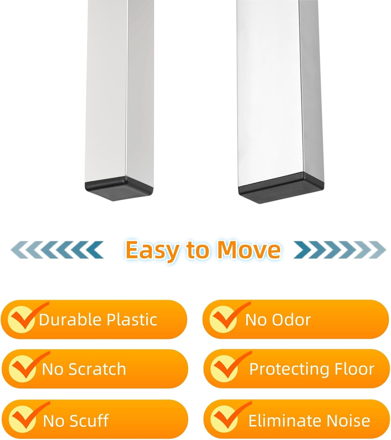 Furnigear Plastic Plugs Tubing End Cap Chair End Caps Outside Bottom Tubing Caps Square Furniture Sliders Glides Black (40, Fit 0.85-0.94" Square Tube Inner Size)