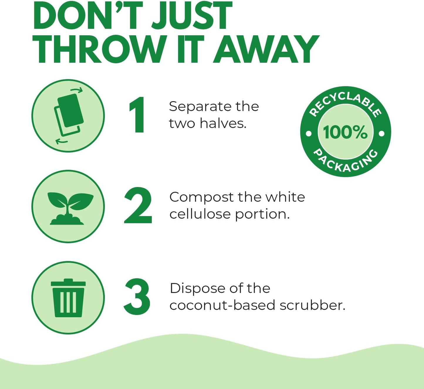 Biodegradable Natural Kitchen Sponge - Compostable Cellulose and Coconut Walnut Scrubber Sponge (6 Pack)