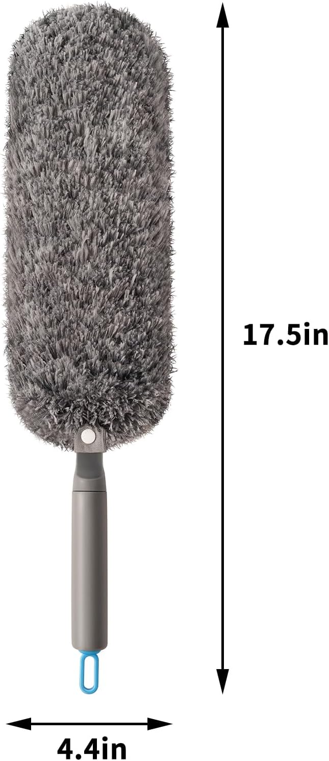 Microfiber Duster with Washable and Reusable Duster Head, Microfiber Dusters for Household Cleaning, Gray