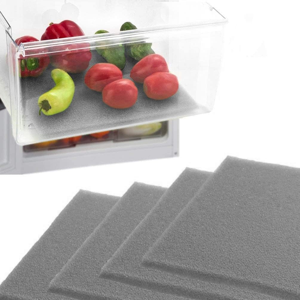 Dualplex® Fruit & Veggie Life Extender Liner for Fridge Refrigerator Drawers, 12x15 Inches (4 Pack) – Extends The Life of Your Produce & Prevents Spoilage (Grey)