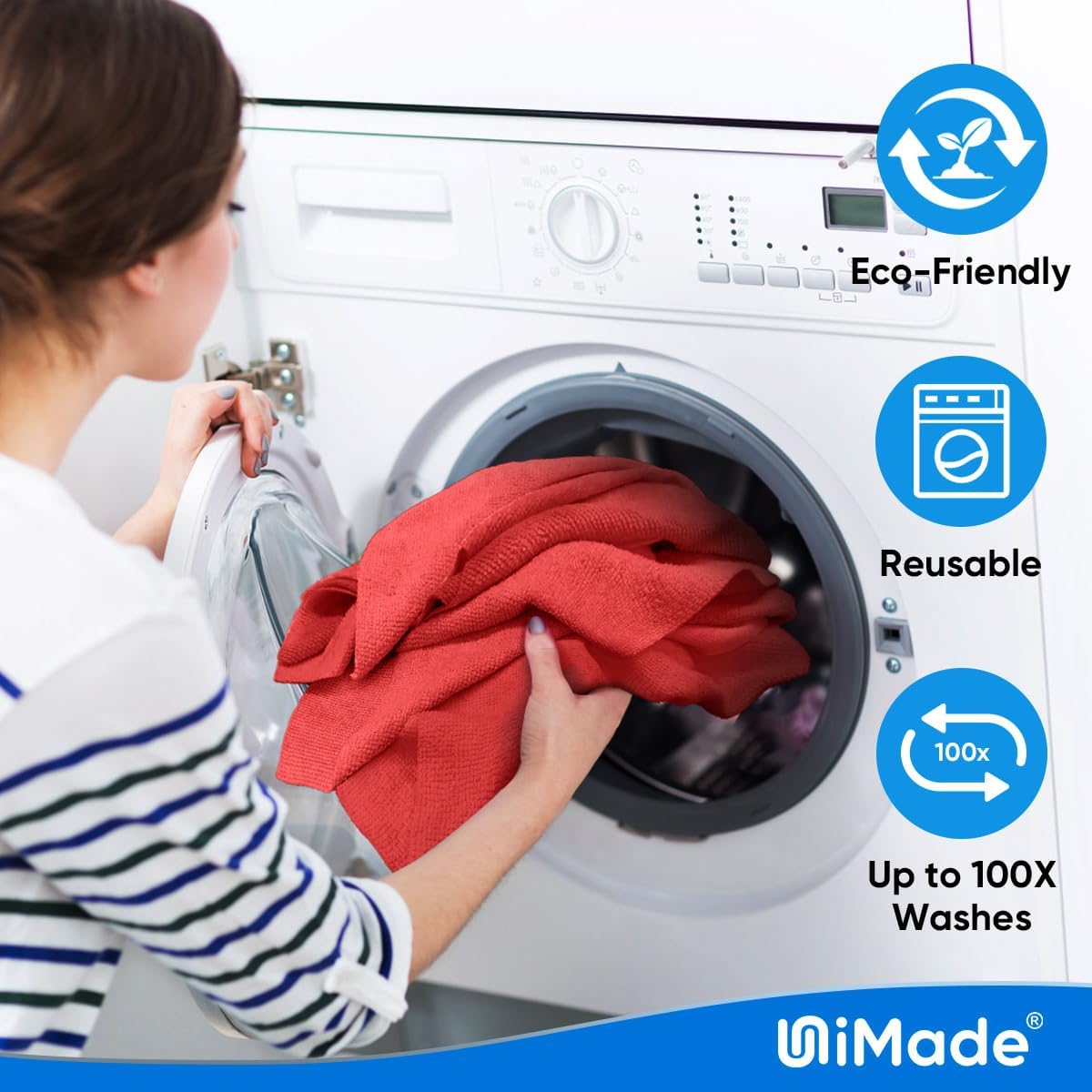 Shop Towels Rags, 50 Pack Reusable Shop Rags Bulk Microfiber Cleaning Cloth Lint Free Cleaning Towels for Car Kitchen Automotive Bar Mechanic Restaurant Garage, 11.5"x 11.5", Red