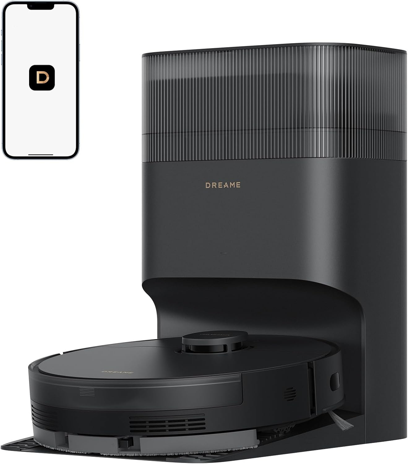 dreame D20 Plus Robot Vacuum and Mop, 13,000Pa Suction, Self-Emptying with 5L Dust Bag, DuoBrush for Pet Hair, LDS Mapping, App & Voice Control, Ideal for Hard Floors & Carpets (Black)