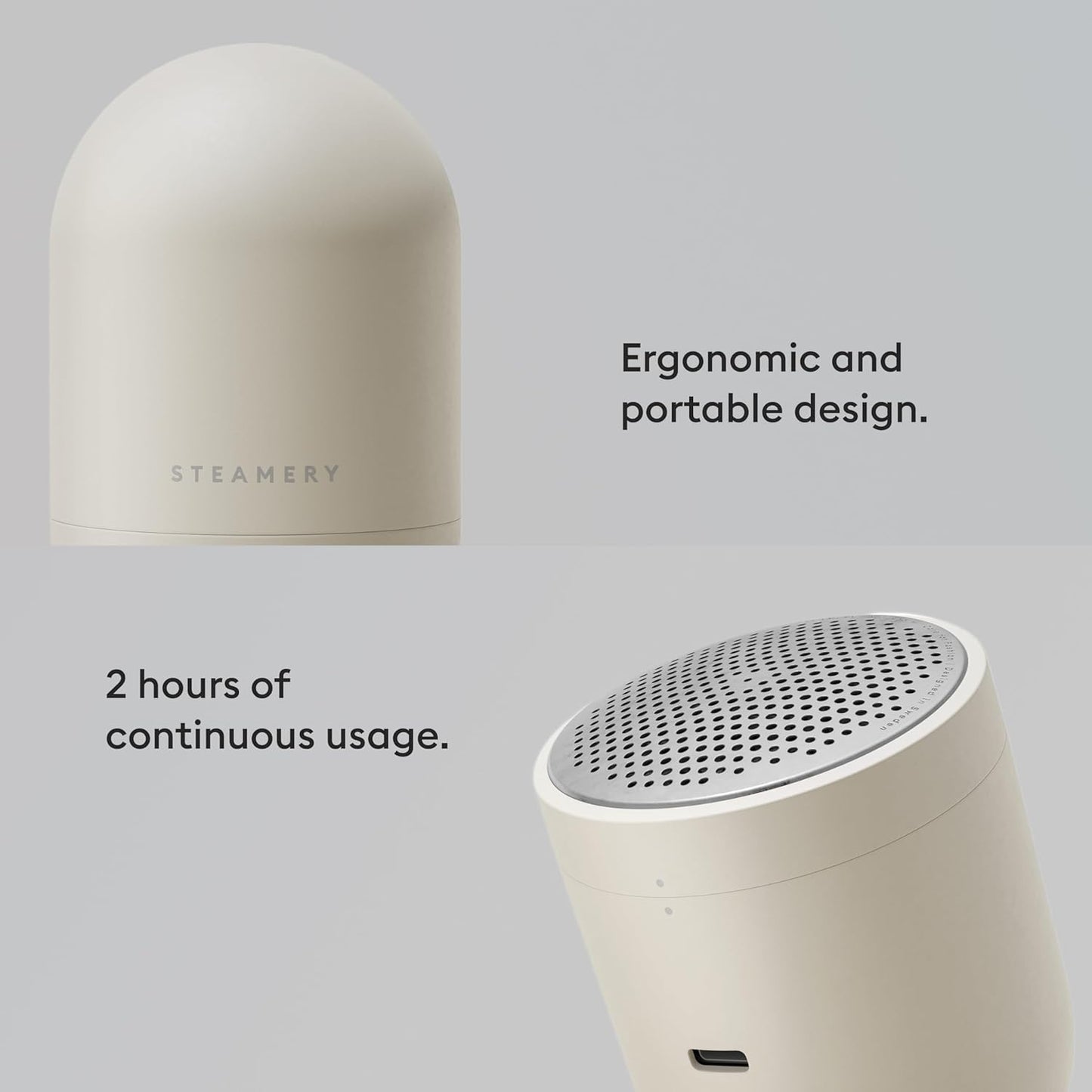 Steamery Fabric Shaver Pilo 2, Removes Lint and Pilling from Clothes and Textiles, Rechargeable Lint Remover with USB, Beige