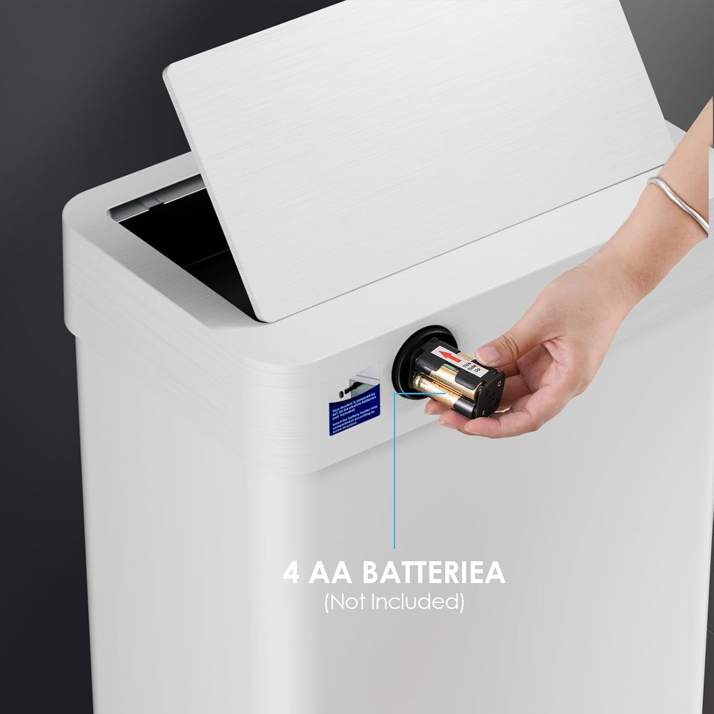 TLSUNNY 21.1 Gallon Motion Sensor Trash Can,Touchless Automatic Garbage Can,Brushed Stainless Steel Smart Bin,with Bag Holder,Soft Close Lid,for Kitchen,Office,RV,Bedroom,Living Room (White, 80L)