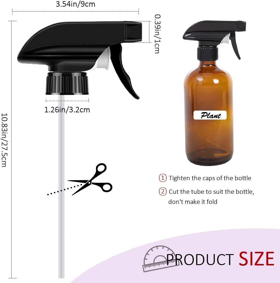 AMORIX 24PCS Trigger Sprayer Black Spray Top - Heavy Duty Replacement Nozzle with Mist Stream Sprayer, Fits 28/400 Boston Round Trigger Spray Bottles for Gardening, Cleaning Solutions