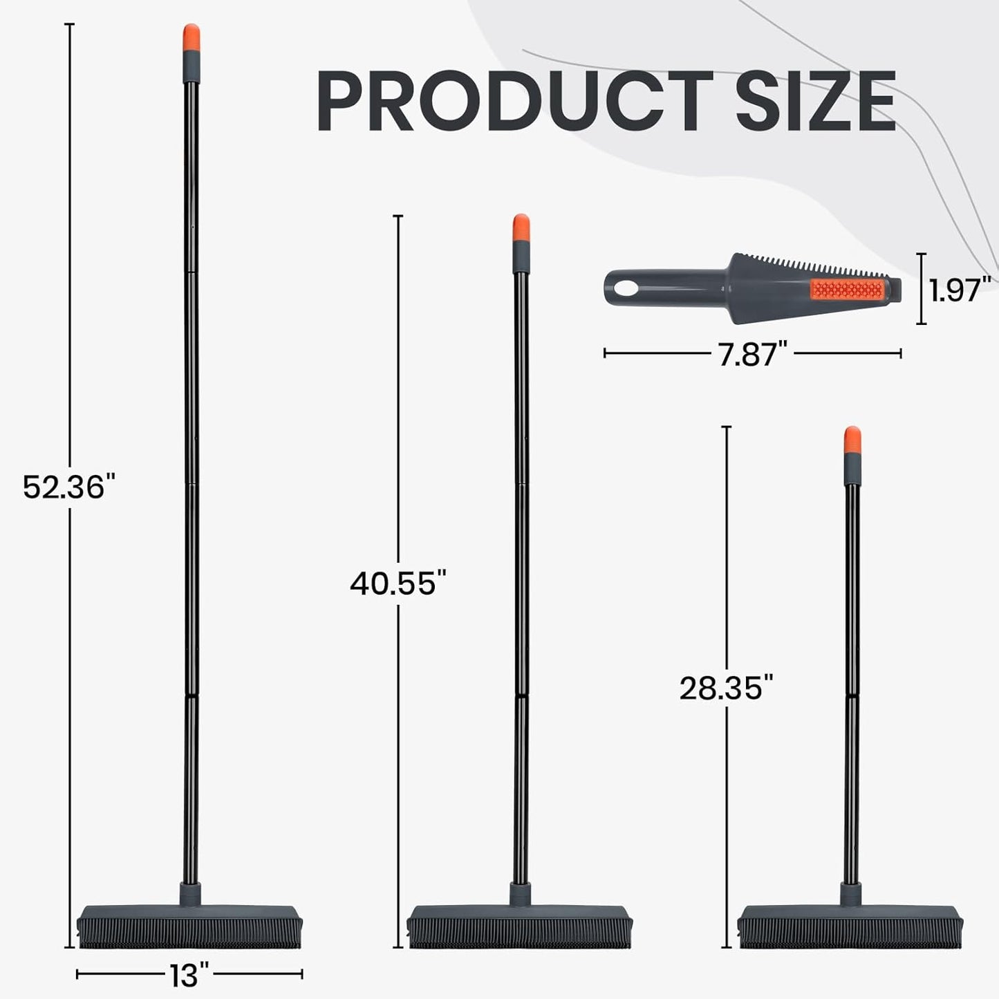 MAVRIZ Rubber Broom Carpet Rake for Pet Hair Removal, Pet Hair Broom for Hardwood Floor, Fur Remover with Squeegee