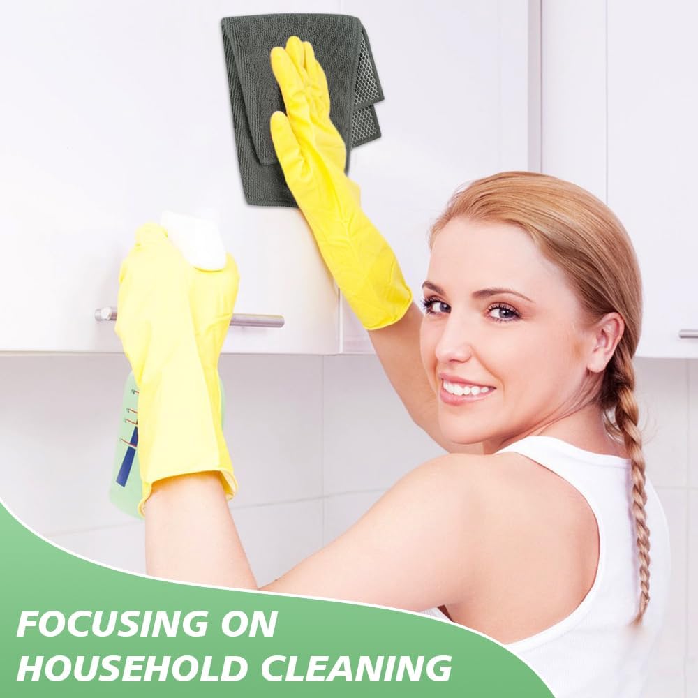 SINLAND Microfiber Dish Cloth Kitchen Washcloth Best Kitchen Cloths Cleaning Cloths Poly Scour Side 12"x12" 20Pack Dark Grey