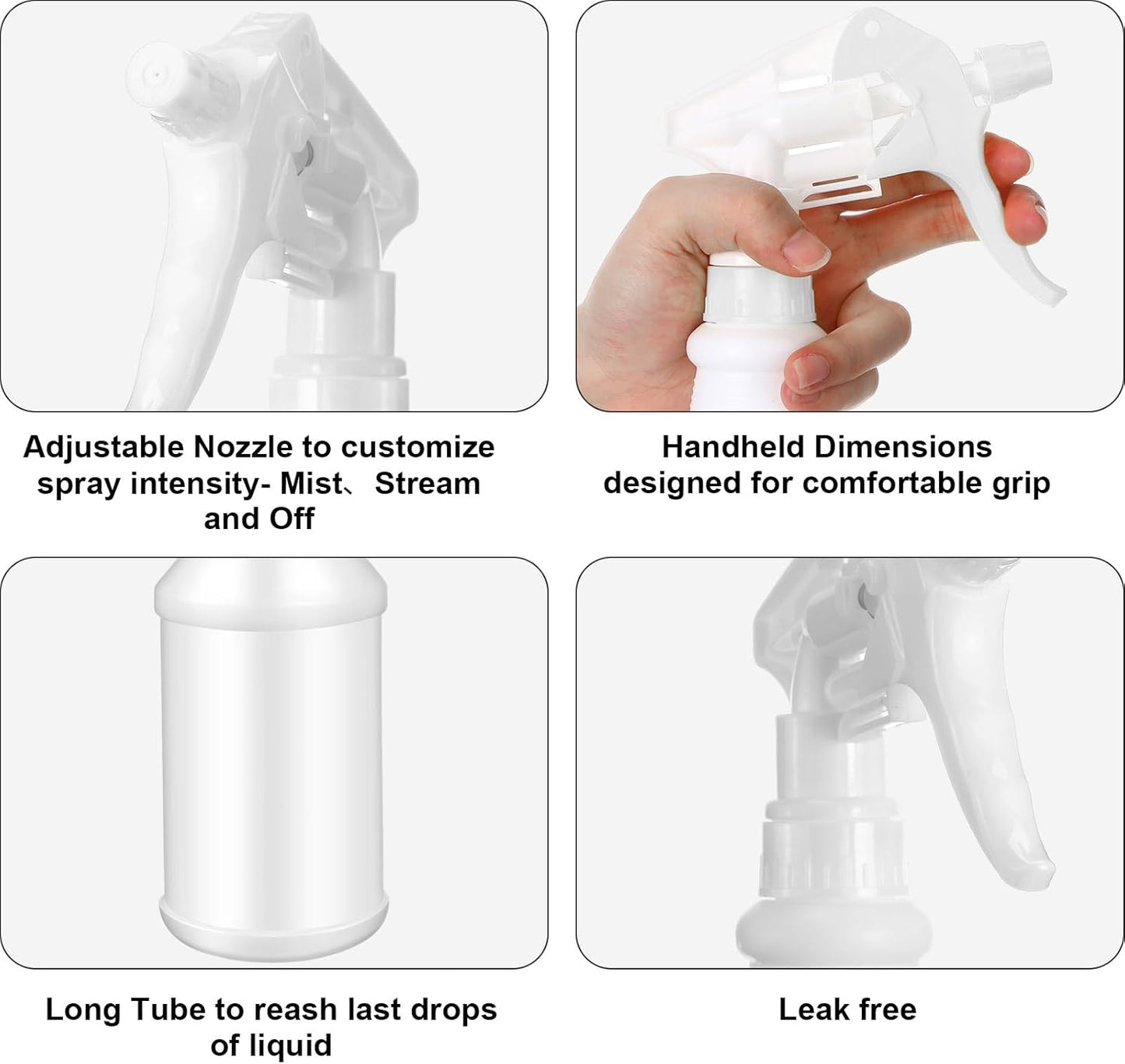 Eccliy 12 Pcs 16 Oz Plastic Spray Bottle, Adjustable Empty Reusable Sprayer for Cleaning, Planting, Water, Bathroom and Kitchen, BBQ, Commercial and Residential(Green, White,Original)