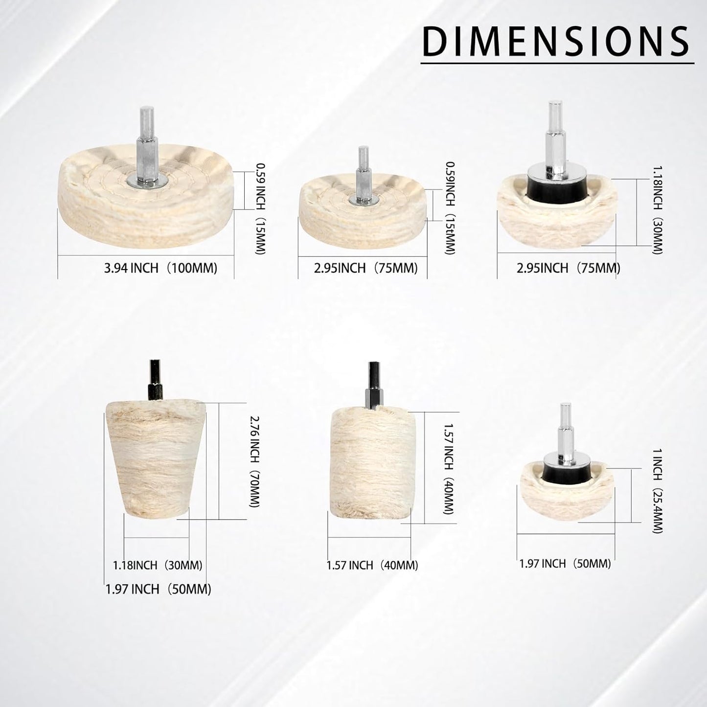 6PCS Buffing Wheels for Drill and 3 PCS Polishing Compounds, Wheel Polishing Kit, Polishing Wheel for Stainless Steel/Aluminum/Chrome/Wood/Jewelry/Plastic/Ceramic/Glass etc