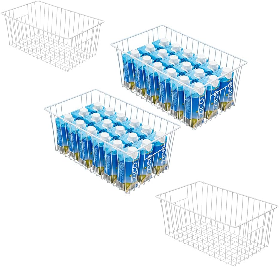 16inch Upright Freezer Organizer Baskets for 13-14,16-21 cu.ft Standup Freezer, Settle freezer chaos and reduce food waste effectively, Durable, Fully Use Space, Improve Air Circulate,Pack 4