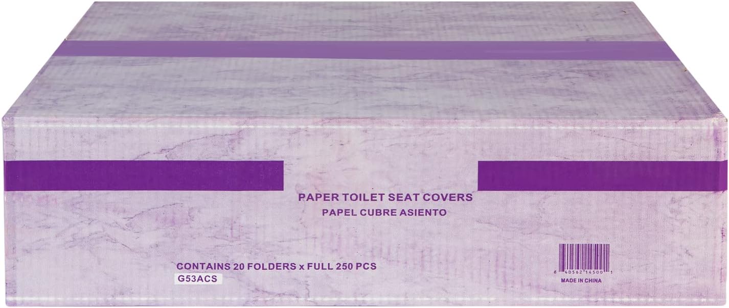 EZbrnd Premium Half-Fold Disposable Toilet Seat Covers, Flushable Paper Cover for Bathtoom, White, 250 Sheets x 20 pk