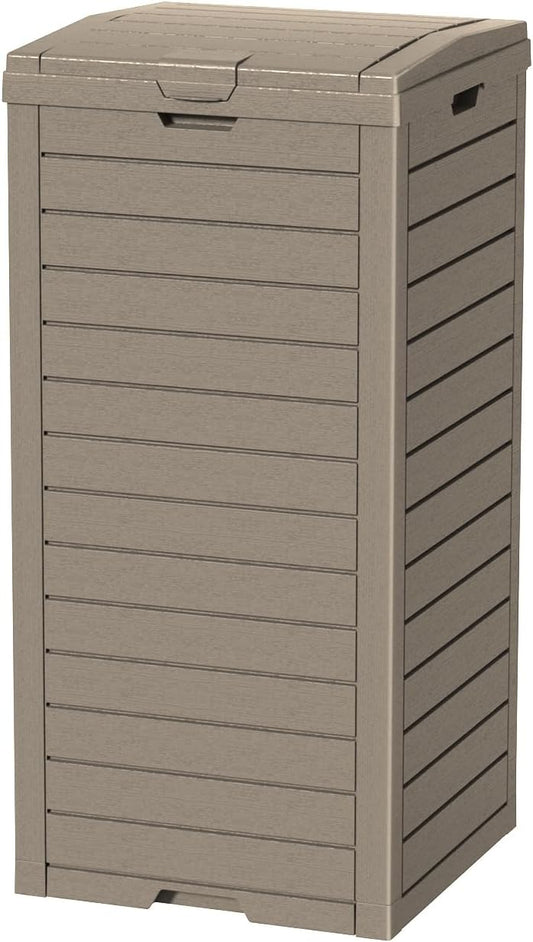 31-Gallon Outdoor Trash Can with lid, Waterproof, UV-Resistant Resin Garbage Can, Lockable Lid and Drip Tray, Animal-Proof, for Patio, Kitchen, Backyard and Deck