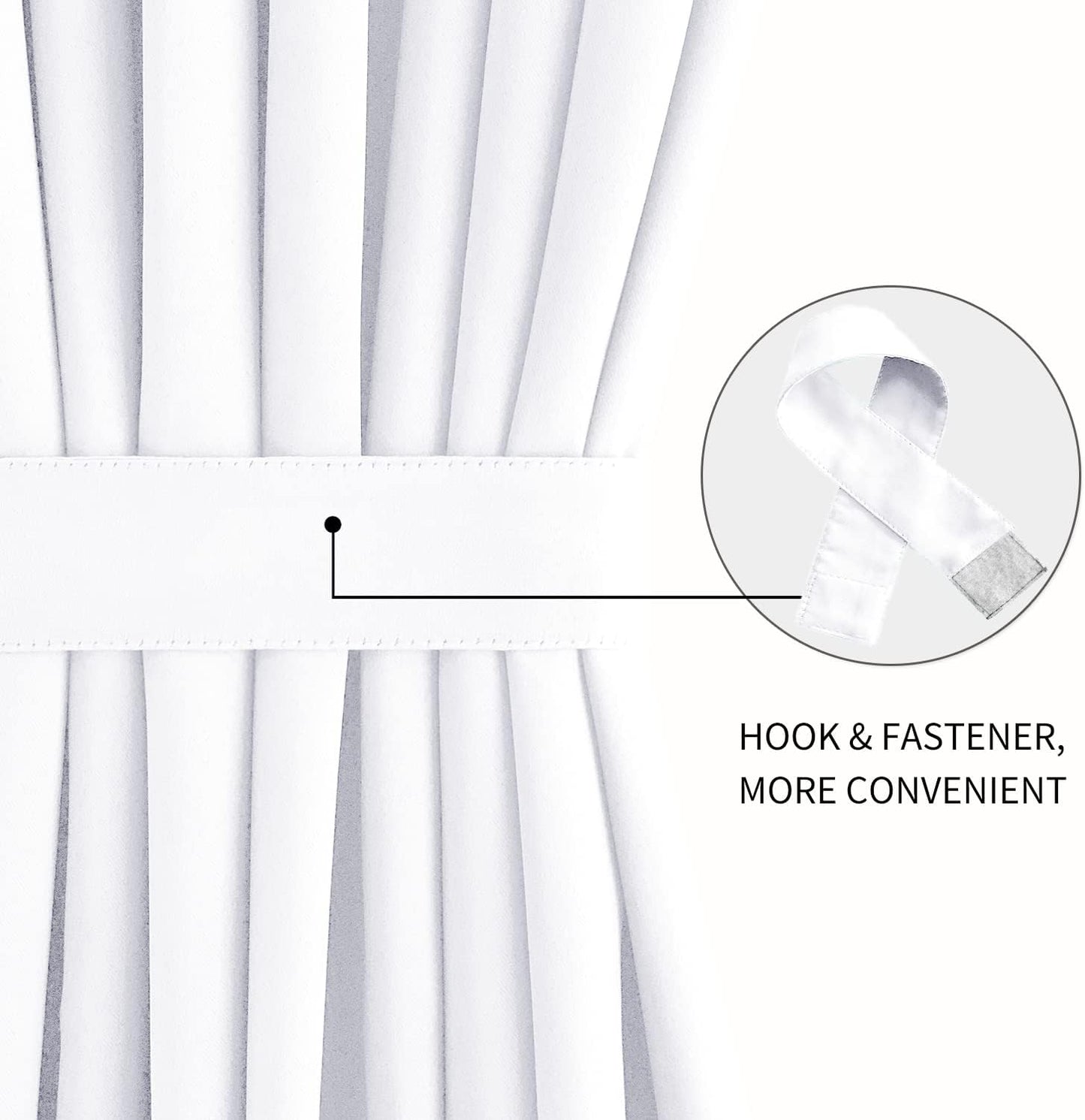 DWCN French Door Curtains – Rod Pocket Thermal Curtain for Doors with Glass Window, Kitchen and Patio Doors for Privacy, 54 X 40 Inches Long, 1 Curtain Panel with Tieback, Pure White