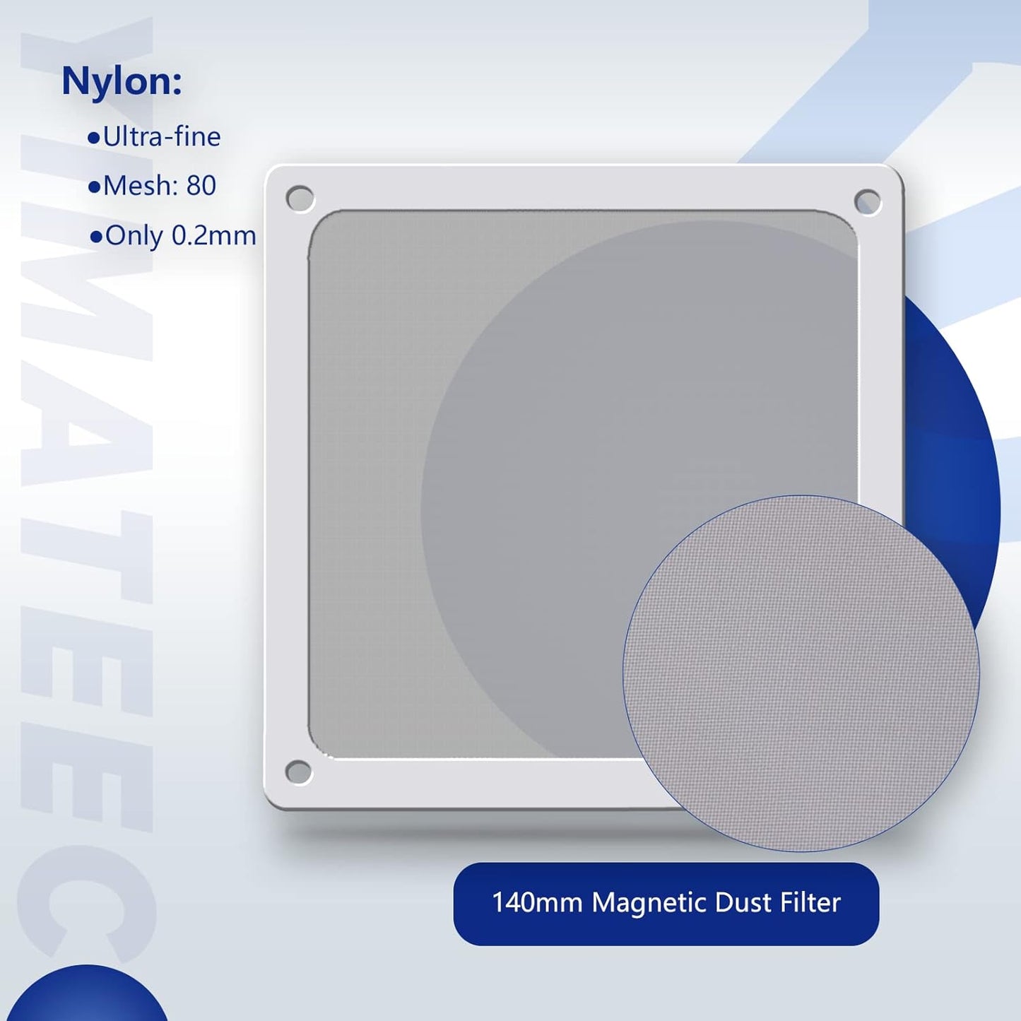 Dust Filter PC 140mm for Computer Cooler/PSU/Routers Nylon 80 Mesh, Magnetic Frame PC Fan Dust Mesh PC Cooler Filter Dustproof Computer Fan Grills (Nylon, 140 * 140mm, 10pcs, White)