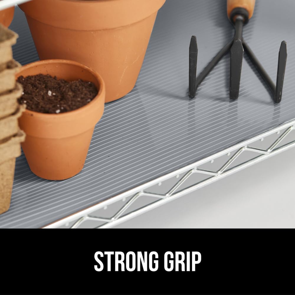 GORILLA GRIP DuraGuard Shelf Liner, 17.5x20 Non-Adhesive Cabinet Liners for Kitchen Drawers, Shelves, Refrigerator, Pantry Storage, Bathroom Closet, Durable Waterproof BPA Free Ribbed Plastic, Gray