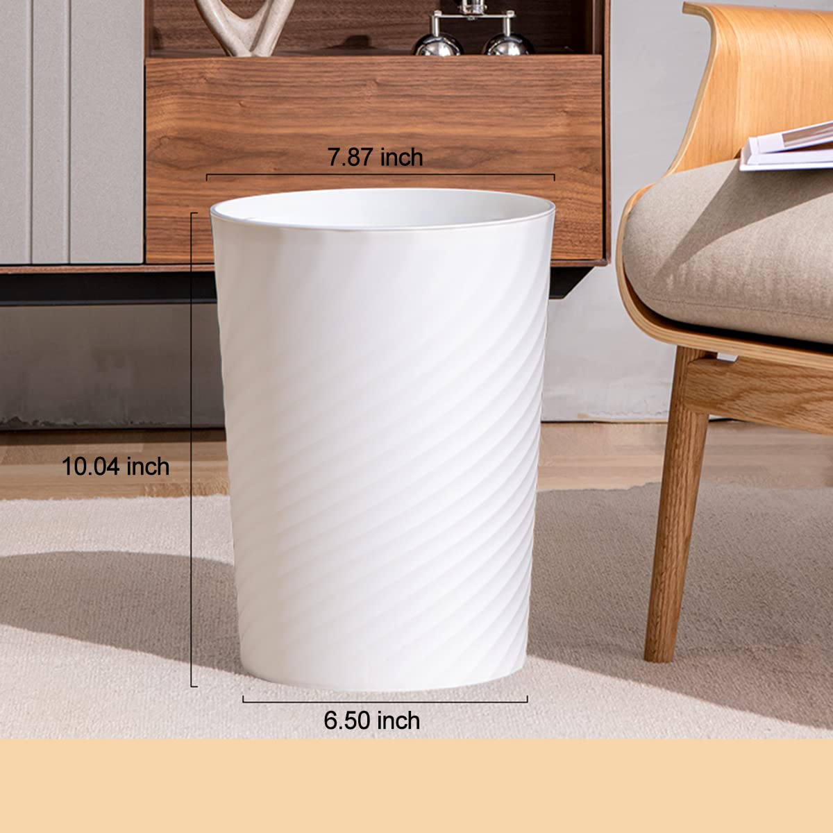 Bathroom Trash Can 1.8 Gallon Waste Basket 2 Pack Small Garbage Can for Toilet Office Bedroom, White