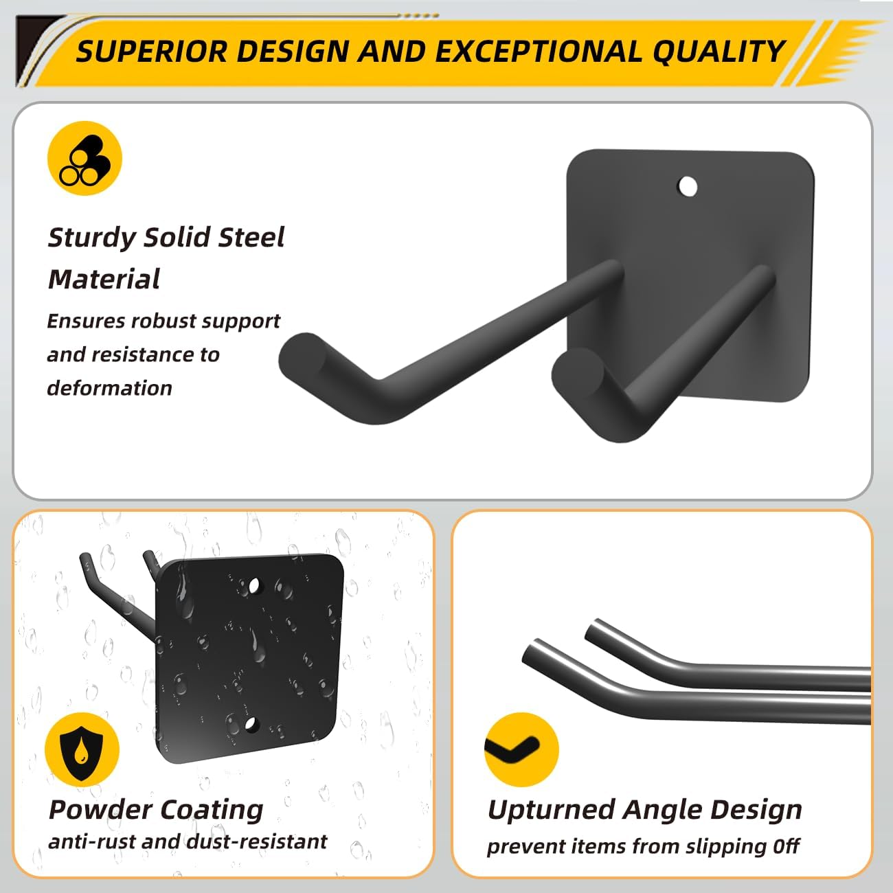 Garage Storage Hooks Heavy Duty Steel Tool Organizer Wall Mount Hangers Hooks Racks for Ropes Hoses and Garden Yard Tools Organization Holder Bulk Items Hanging Tool 9 Inch (2 PACK)