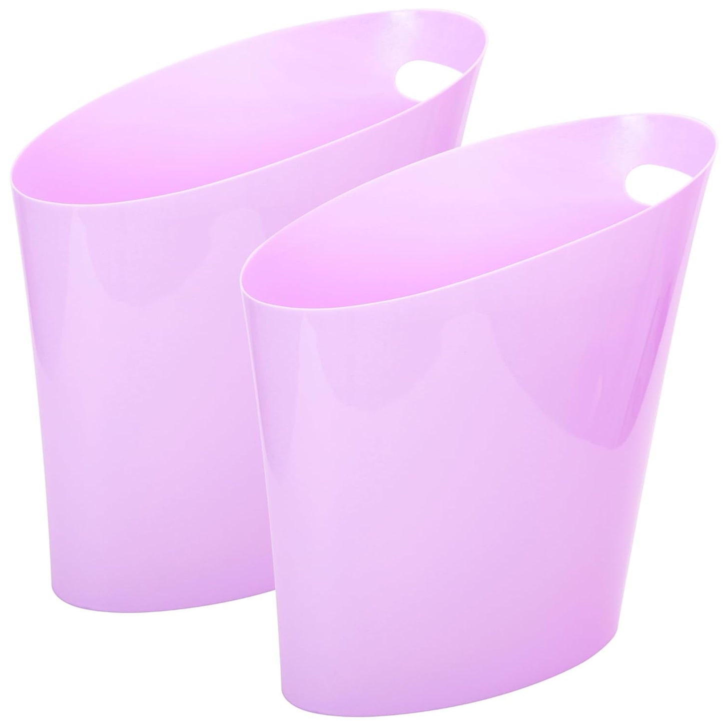 Youngever 2 Gallon Slim Trash Can, Plastic Garbage Container Bin, Small Trash Bin with Handles for Home Office, Living Room, Study Room, Kitchen, Bathroom (2 Pack) (Purple)