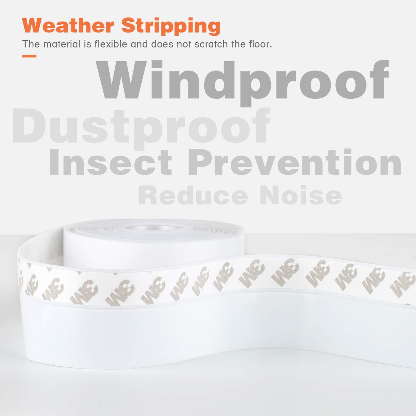 26 Feet Silicone Seal Strip, Weather Stripping Seal Tape for Door, Window & Shower Glass Gaps (White, 45MM)