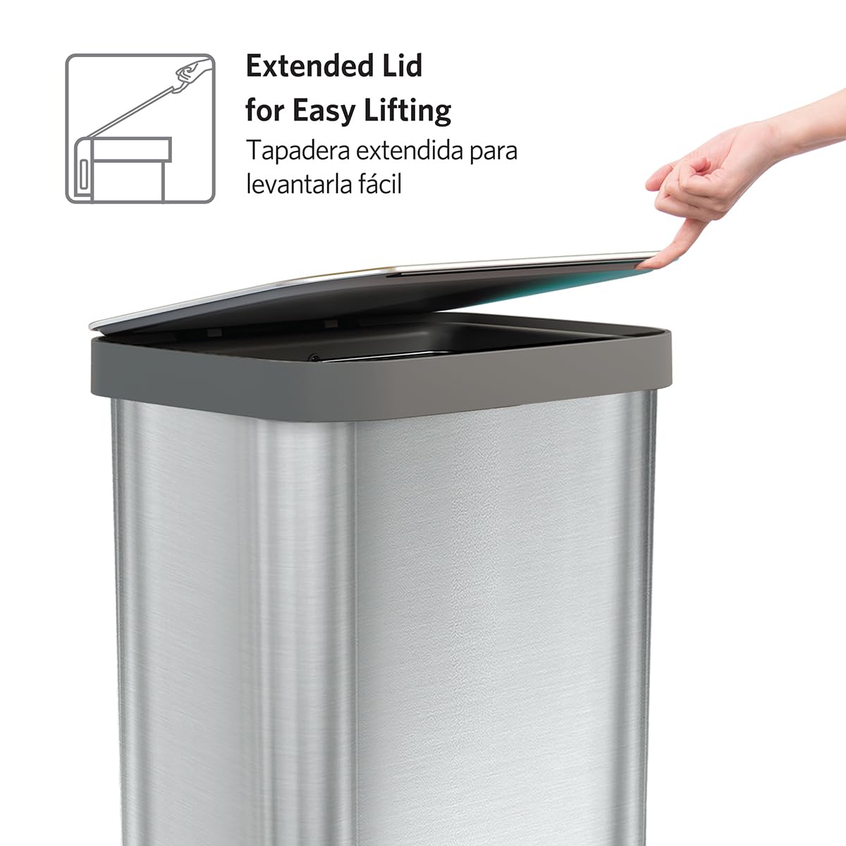 Glad Stainless Steel Step Trash Can, Series 2 with Clorox Protection - Large Metal Kitchen Garbage Bin with Soft Close Lid, Foot Pedal and Waste Bag Roll Holder, 20 Gallon