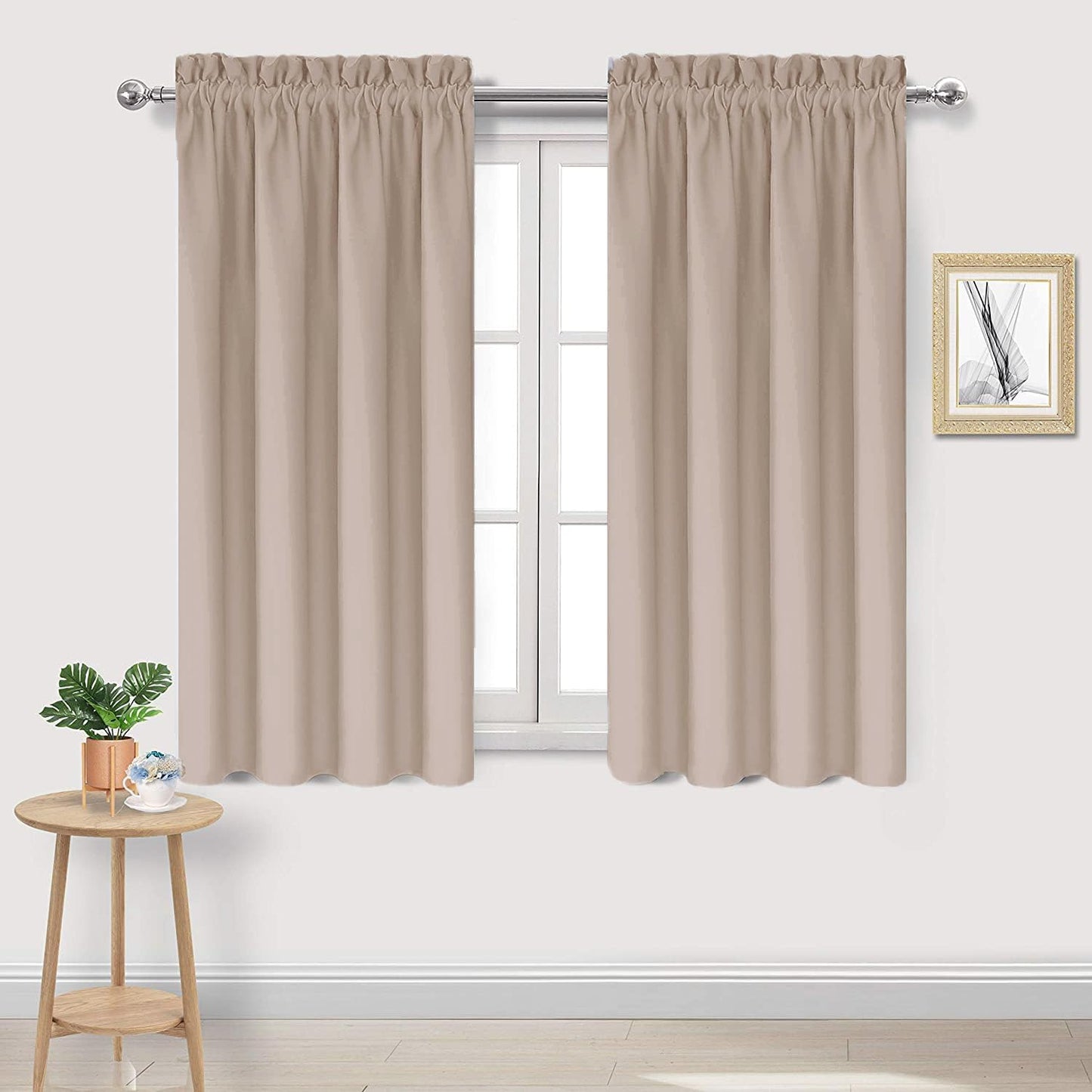 DWCN Blackout Curtains for Living Room Thermal Insulated, Energy Saving & Noise Reducing Bedroom Curtains, Camel, W 38x L 54 Inch, Set of 2 Rod Pocket Curtain Panels