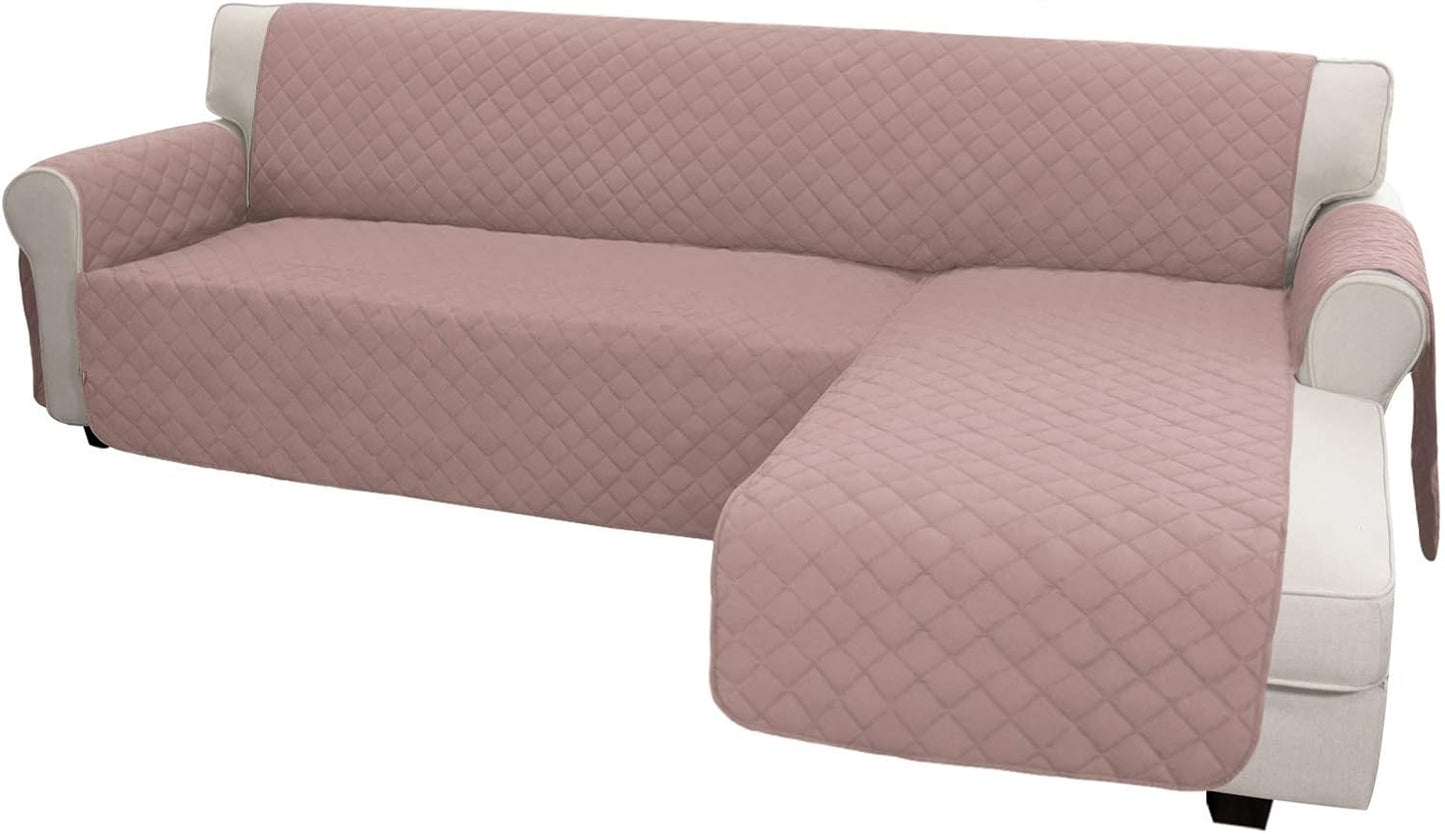Easy-Going L Shape Sofa Slipcover - Reversible Sectional Couch Cover - Chaise Lounge Cover - Furniture Protector for Pets, Kids & Children - Small, Pink