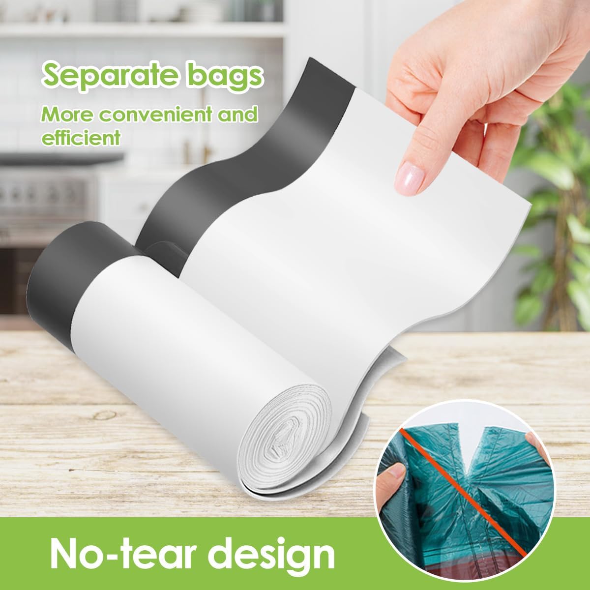 4 Gallon 320 Counts Strong Drawstring Trash Bags Garbage Bags by Teivio, Bathroom Trash Can Bin Liners, Small Plastic Bags for home kitchen office, White
